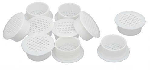 sourcing map Shoes Cabinet 35mm Plastic Square Mesh Hole Air Vent Louver Cover White 10pcs