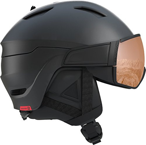 Salomon Casco da Sci e Snowboard con Visiera Per Uomo, Solution OTG, Interno in Schiuma EPS 4D, Taglia S, Circonferenza : 53-56 cm, DRIVER S, Nero Black/Red Accent, L40593300