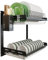 junyuan Kitchen Dish Rack,Hanging Silverware Dish Drying Rack Organizer Storage Shelf Over The Sink,2 Tier Wall Mount Bowl Holder with Drain Tray,Stainless Steel Black Coating (2 Tier, 16)