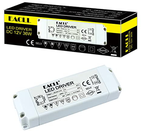 EACLL LED Trafo AC 240V zu DC 12V 3A(3000mA) 36W Transformator für MR11 G4 MR16 GU5.3 Birnen und Lichtstreifen - Adapter Treiber Mini Netzteil