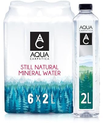 AQUA Carpatica 2L x 6 Pure Natural Still Mineral Water - 6-Pack Bottled Water, Virtually Nitrate Free, Low Sodium, Naturally Alkaline, Natural Electrolytes, Premium Multipack 100% Recyclable