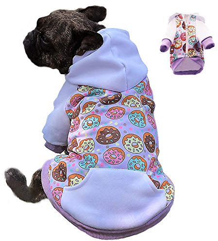 Kapuzen-Sweatshirt für kleine und mittelgroße Hunde, Kapuzen-Sweatshirt mit Tasche, Haustier-Katzen-Kapuzenpullover, Fleecemantel, Hundekostüm, Violett