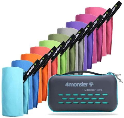 4Monster Mikrofaser Handtücher in 14 Farben, Schnelltrocknendes Sporthandtuch Saugfähig, Ultra Leichtes Reisehandtuch für Fitness Sauna Reisen Sport