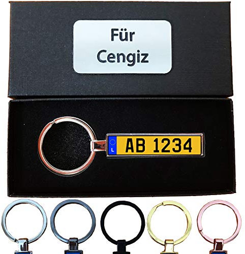 Bl4ckPrint B4P Schlüsselanhänger Kennzeichen Luxemburg Nummernschild Auto KFZ Individuell als Geschenk Für Autoliebhaber Autofans Männer Mini mit Namen personalisiert