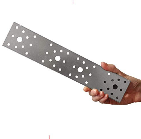 LLB Flat Connecting Joining Plate Mending Heavy Duty Pack of 5pcs Timber Fixing Wood Bracket Brace Perforated Iron Galvanised Metal Steel Sheet l Big Size 11 x 2 (280 x 55 x 2.5mm)