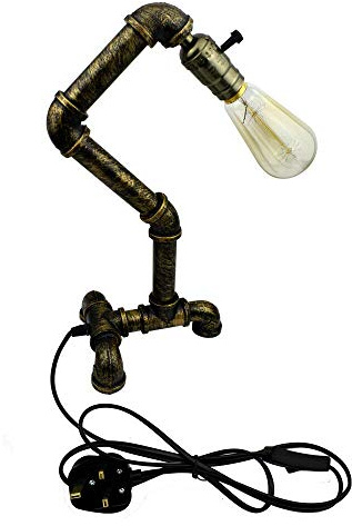 LEDSone Metall Wasserpfeife Tischleuchten Käfig Licht Steampunk Schreibtisch Tisch gebürstet Kupfer Lampe Licht