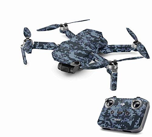 Skins4u Aufkleber Folie kompatibel mit DJI Mavic Mini 2 Drohne Skin Vinyl Skins Schutzfolie Wrap Folierung Sticker Digital Navy Camo