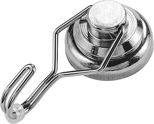 Connex Neodym-Magnethaken-Ø 32 x 67 mm-Extra starker Magnet-32 kg Haftkraft-1 Stück-Für Haushalt & Werkstatt/Powermagnet/Mini-Magnet / DY7100040, silber