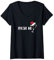 Damen Lustige Weihnachten Prosecco Santa Mütze Prosec Ho Sekt T-Shirt mit V-Ausschnitt