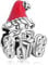 Annmors Merry Christmas Santa Claus Charm für europäische Weihnachtsarmbänder, 925 Sterlingsilber, Weihnachtsstrumpf, Perlen, Geschenk für Freunde/Kinder/Familie/Party