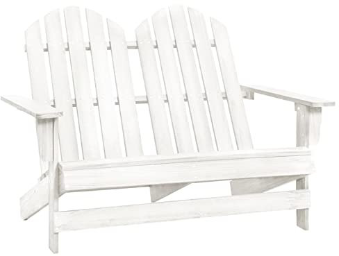 Catherinol 2-Sitzer Adirondack-Gartenbank, Outer Banks, Balkonmöbel, Gartenmöbel, Friesenbank, Parkbank, Bank Garten, Sitzbank, Bänke, Hochzeitsbank, Bänke Für Draussen, Massivholz Tanne Weiß