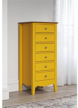 möbelando Kommode Hochkommode Standschrank Schubladenkommode Wäscheschrank Lebanon I Gelb