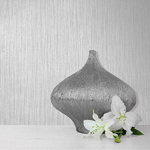 Muriva Ltd Luxury Texture Lustre Linear Plain Stripe Shiny Finish Wallpaper (Grey 114923_Sample)