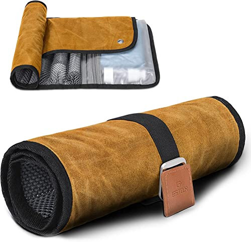 Trousse de Toilette pour Homme, Trousse de Toilette de Voyage, résistante à l'eau, Organisateur de Rouleaux de Salle de Bain Compact pour l'hygiène, kit de Rasage, Cadeaux pour Hommes, 2. Jaune Kaki
