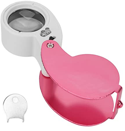 40X Lupe LED-Leuchten, Tragbare Handlupe FüR Juwelierlupe, Lupe mit Licht (Rosa)