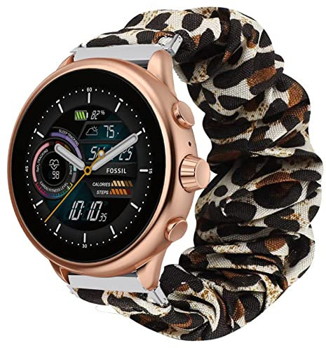 Onetuo Armband Kompatibel mit Fossil Gen 6 Wellness, weiche Haargummis Uhrenarmband für Fossil Gen 6 44mm Wellness Smart Watch (Leopard)