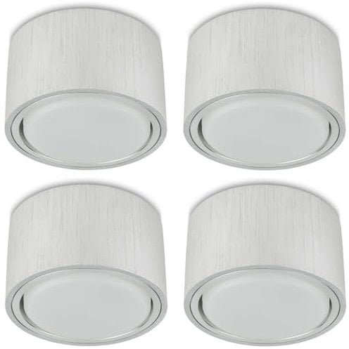 Sweet Led Aufbauleuchte aus Aluminium flach, 4000K, 750Lumen, GX53 Spot Fassung 8,2W, 230V, Decken Aufbauspot, Aufputz (4er-silber)