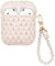 Glitter Diamond Design for AirPods 1/2 Case with Pearl Wrist Chain Keychain,Colorful Sparkle Bling Crystal Airpod 2nd Generation TPU Shock Proof Protective Skin Cover for Women Girls -Beige