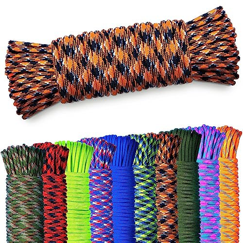 AMZoutdoor® Paracord 550 Corde en paracorde de 4 mm, 7 brins, équipement d'extérieur, camping, corde en paracorde (noir/orange, 5 m)