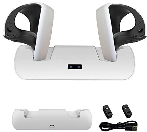 BeisDirect VR Ladestation für PS VR2 Griff Ladestation mit Display Licht und USB-C Kabel Gamepad Einfaches Ladegerät für PS VR2 Controller Zubehör (weiß)