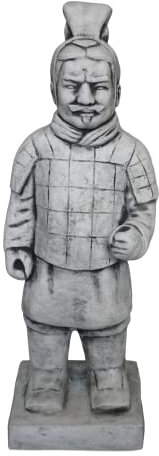 gartendekoparadies.de Figurine en Pierre Solide du général Guerrier Chinois en Terre Cuite, Hauteur 61 cm, Gris, Poids 17 kg, en Pierre moulée résistante au Gel (Motif II)