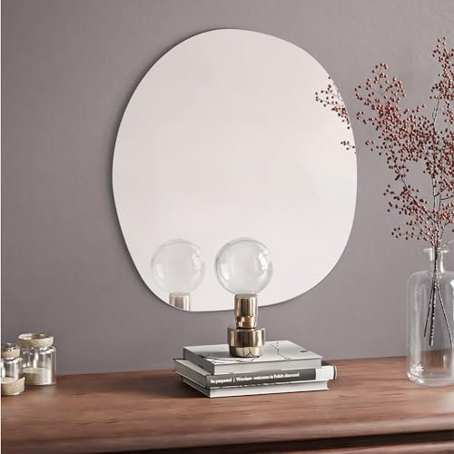 Navaris Espejo de Pared Original - Espejo Decorativo sin Marco con Forma Ondulada - Decoración para baño Dormitorio Pasillo recibidor - 50 x 50 cm