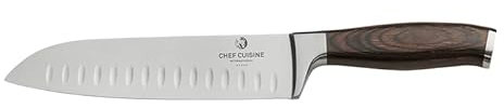 CHEF CUISINE Santoku-Messer, Klingenlänge 180 mm, Spezieller Klingenstahl, Eisgehärtet, Handgeschliffen & poliert, Fugenlose Verbindung, Ergonomischer Griff