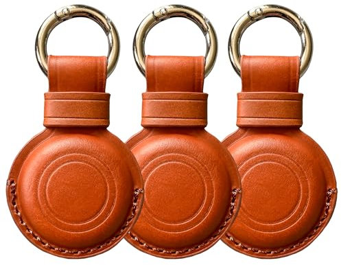 Porte-clés Airtag en cuir - Compatible avec Apple Airtag - Marron (1)