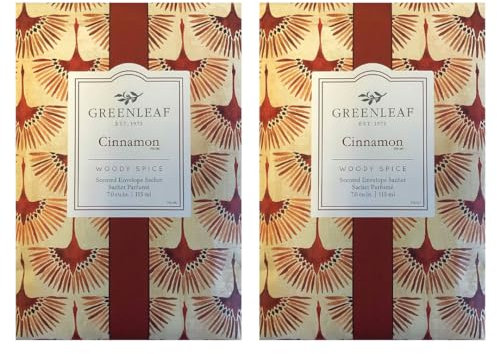 Greenleaf CINNAMON 2 pack of Large Scented Sachet Bag - Drawer Fragrance Wardrobe Air Room Freshener for Living Room Bedroom Bathroom Laundry Basket or Car