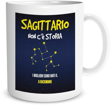 Lol t-shirt Tazza in Ceramica Mug Personalizzata Segno Zodiacale Sagittario con Data Personalizzabile - Zodiaco - Oroscopo - Idea Regalo - San Valentino - Compleanno - Natale - Ufficio