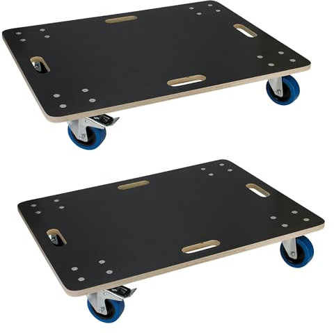 ECD Germany Lot de 2 Chariots à roulettes avec 2 à Frein, 60x80cm, jusqu'à 800 kg, Plaque de Sérigraphie, Roues en Caoutchouc Pivotantes, Transport de Meubles, Aide au Transport, Chariot Déménagement