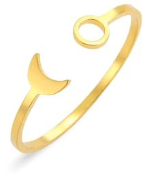 Dreamtimes Vintage Mondphase Ring Hochzeit Band für Frauen Stacking Band Minimalist Finger Ring Edelstahl einstellbar Daumen offen Ring Geschenk für Frau Freundin Weihnachten Tag (Stil2-G)