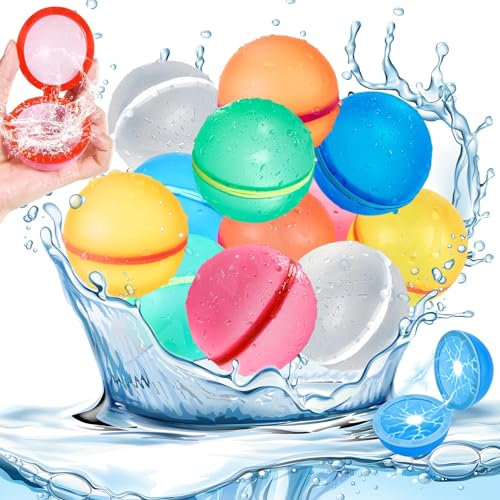 12 Stück Wasserbomben Wiederverwendbar Magnet, Wiederverwendbare Wasserbomben Selbstschließend, Wiederbefüllbare Wasserbomben Magnetisch, Wasserballons Wiederverwendbar mit Mesh-Tasche