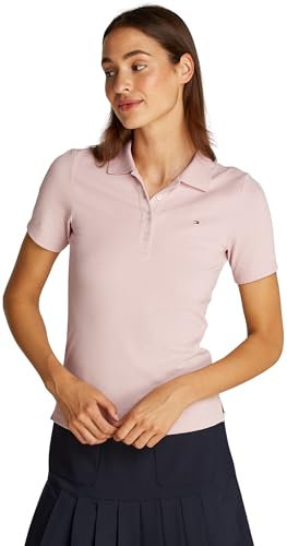 Tommy Hilfiger Polo Manches Courtes Femme 1985 Slim Pique Slim Fit, Rose (Foggy Pink), L