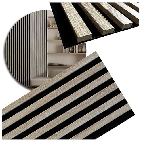 Deccart - Wandpaneele 270 x 30 x 2cm, Lamellenwand Holzpaneele Wand Wandpaneele, Filz und Holz, Wandverkleidung, Paneele Wall Lamellenwand, Holzoptik, Wandverkleidung - 1 Stück (Sonoma Eiche)