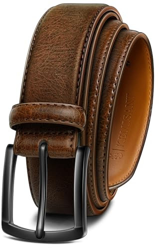 KEMISANT Ledergürtel Herren, Gürtel Herren Leder 35mm für Business und formelle Anlässe,Anzuggürtel Begleiter zu Männer Businessschuhe(Dunkelbraun,130cm/44-46 taille verstellbar)