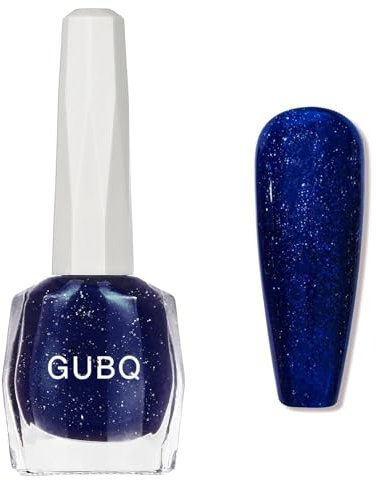 Glitter Blue Nail Polish - Flash Shinny Deep Blue Nail Varnish - Quick Drying & Long Lasting Nail Polish - No Need Baking & Easy to Apply Nail Polish for Women