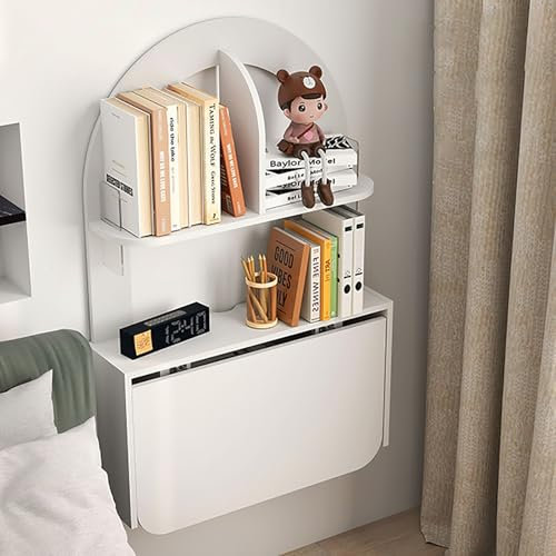 Tavolo Da Muro Pieghevole，scrivania Pieghevole Salvaspazio，Postazione Di Lavoro Per Computer, Tavolo Da Studio Per Bambini, Tavolo Da Parete Stabile E Robusto Con Libreria, Adatto Per Sale Studio