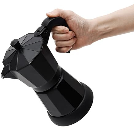 Dokiiovo Elektrische Kaffeemaschine 300ml - 6-Tassen-Espressokocher mit Sicherheitsventil Kaffeeautomat, Mokkakanne für Zuhause, Büro, Camping - Kaffeekocher Schwarz
