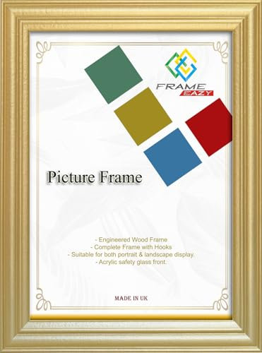 FRAME EAZY Gold 7 x 5 inch Picture Frame In Multiple Colours & Sizes - Antique Style Frame With Safe Perspex Front & Wall Mounting - Gold 7 x 5 (17.8 x 12.7 cm) Photo Frame