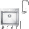 CECIPA 50x45 cm Fregadero Cocina 1 Seno Inox con Grifo Cocina Abatible