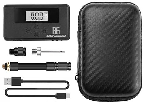 Tiny Electric Bike Pump, Portable Rechargeable 120PSI Cordless Bicycle Pump with Pressure Gauge&Presta&Schrader Valve, Mini Air Pump for Motorcycles/Electric Vehicles/Bicycles/Various Ball