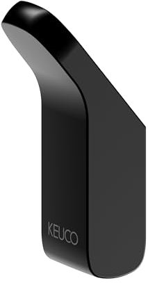 Keuco Rose Handtuchhaken ohne Bohren, Metall schwarz matt, inkl. Klebeset und Schraubset, für Handtücher und Bademäntel, Wandhaken zum Kleben oder Schrauben