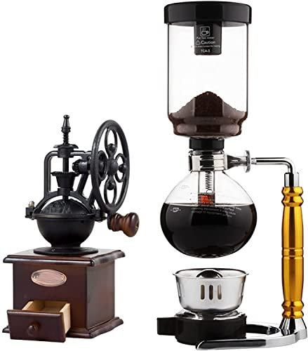 Syphon Coffee Maker Vacuum Coffee Machine, with Grinder, Coffee Syphon Filter Coffee Machines, UUOCMBGR