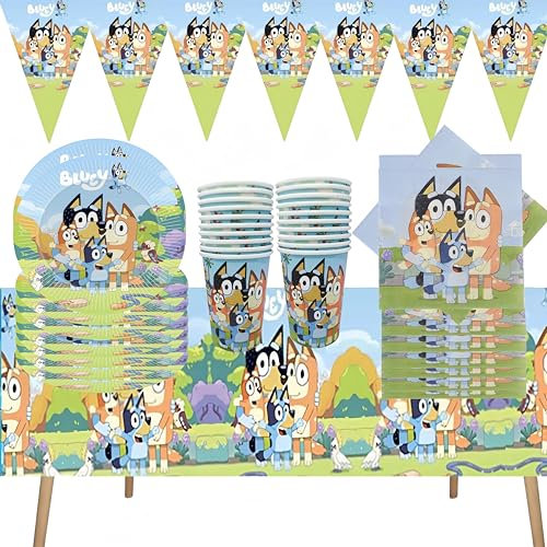 DOG PARTY Juego de decoración de cumpleaños, accesorios para fiesta de cumpleaños, decoración de cumpleaños infantil, vajilla, servilletas, pancartas, tazas
