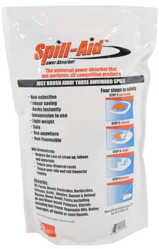 Spill-Aid Power Absorber 30L Pack – Lightweight Non-Toxic Spill Clean-Up Powder for Oil, Fuel, Chemicals, and Liquids – Safe for All Surfaces Oil Absorbent Granules/Powder