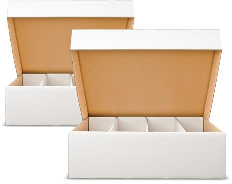 collectXP – 2x Sammelkarten Aufbewahrungsbox, Sammelkarten Kiste, Storage Box für je 4.000 Karten – Große Deck Box für alle TCG Karten, Sammelkarten, Sportkarten, PKM, MTG, YGO (white)