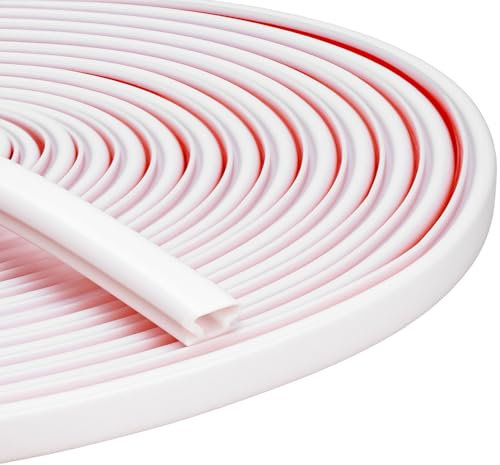 QWORK® Joint Porte Fenetre Isolation 6M Blanc - Joint de Etancheite Isolation Thermique et Phonique, Auto-adhésif, Forme en D 10 x 6 mm