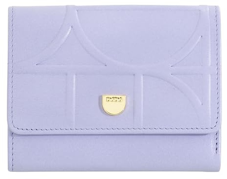 DUDU Damenportemonnaie Klein RFID aus Echtem Bedrucktem Leder, Geldbörse mit Reißverschlussfach – Elegant, Kompakt für die Handtasche, Perfekt für Karten und Münzen Lilac_orange
