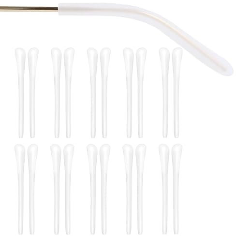 AFCJLTO 10Paire Housses en Silicone pour Branches de Lunettes, Antidérapantes, protections antidérapantes en silicone pour bras de lunettes, Accessoires de Remplacement pour Lunettes aux Jambes, Blanc